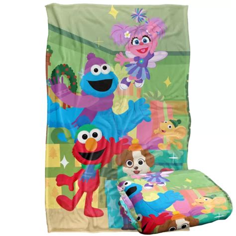 Sesame Street Furry Friends Elmo Abby Cookie Monster Silky Touch Blanket 33 24 Picclick