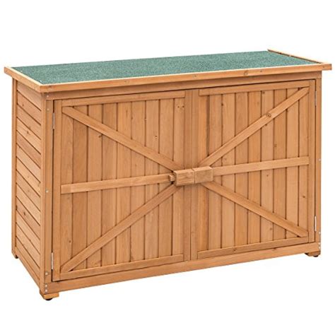 Goplus Wooden Garden Shed Fir Wood Outdoor Storage Cabinet Double Door