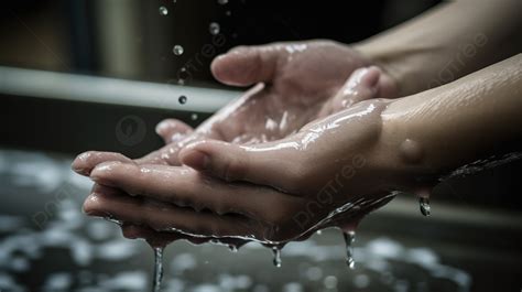 Wasser Spritzt Auf Die Hände Einer Person Während Sie Diese Wäscht