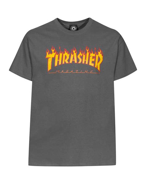 Thrasher Mens T Shirt Flame Charcoal