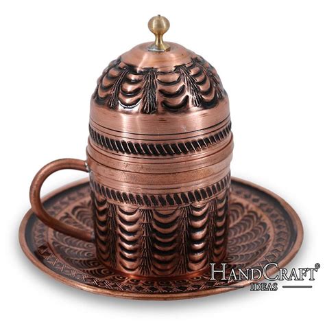 Beautiful Hand Made Hand Carved Hand Painted Copper Turkish Coffee