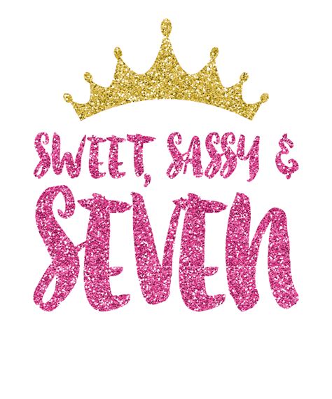 Birthday Girl Sweet Sassy Seven With Crown Glitters Art Print By