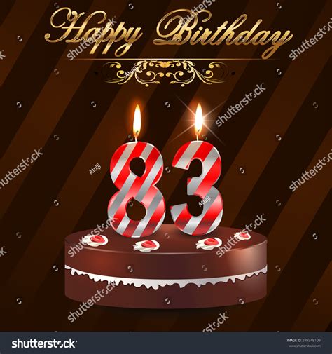 vektor stok 83 year happy birthday card cake tanpa royalti 249348109 shutterstock