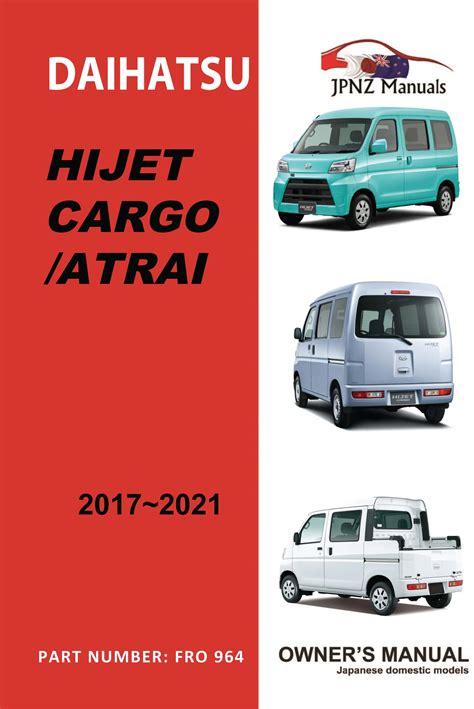 Daihatsu Hijet Cargo Owners Handbook 2017 2021 In English
