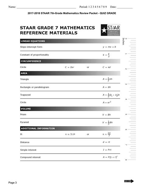 2017 2018 Staar 7th Grade Mathematics Review Packet Jenny Santiano
