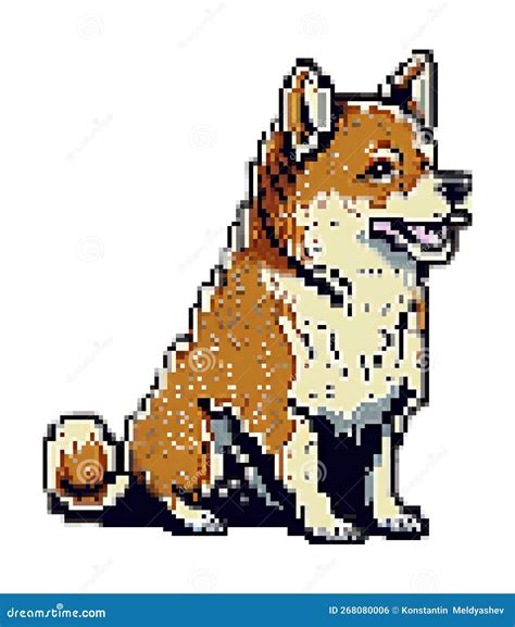 Dog Shiba Inu Breeds Pixel Art Vector Illustration Stock Vector