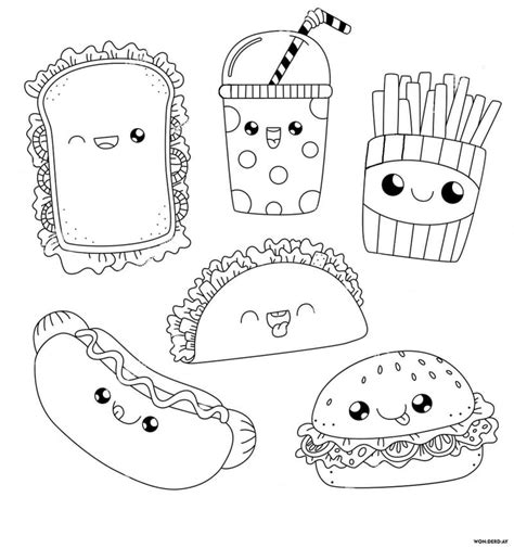 Süß ausmalbilder kawaii essen
