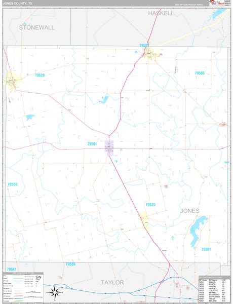 Jones County Tx Wall Map Premium Style By Marketmaps Mapsales