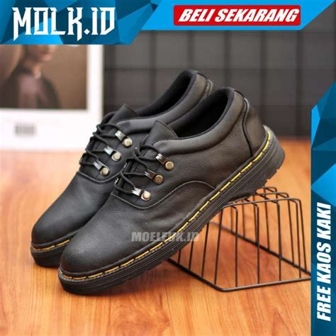 Promo Wolf Sepatu Docmart Pria Original Kulit Asli Pantofel Hitam