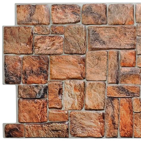 Dundee Deco S Brown Red Faux Stone Pvc D Wall Panel Ft X Ft Interior Design Wall