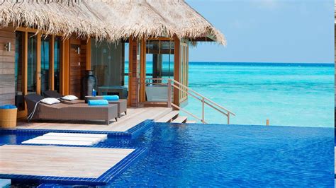 Maldives Resort Swimming Pool Beach Tropical Sea Luxury Summer Bungalow