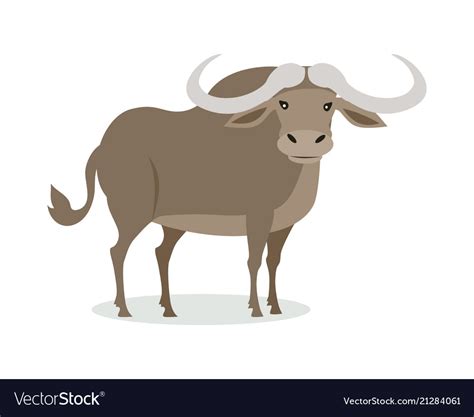 african buffalo cartoon icon in flat design vector image