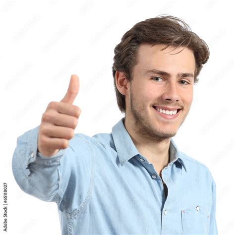 Happy Man With White Teeth Smiling With Thumbs Up Stock Adobe Stock