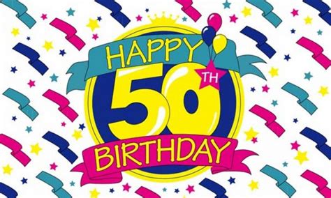 Personalize your own printable & online funny birthday cards for adults and kids. HAPPY 50TH BIRTHDAY - 5 X 3 FLAG