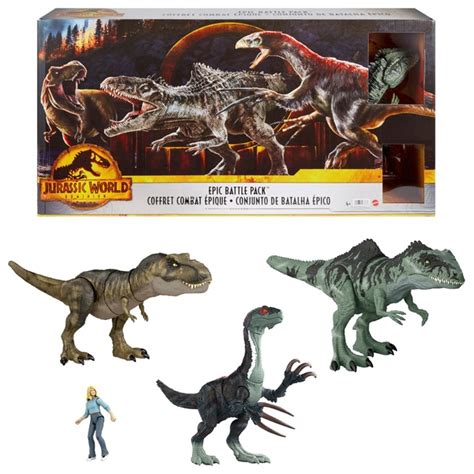 Jurassic World Dominion Epic Battle Pack 3 Dinosaurs And Figure