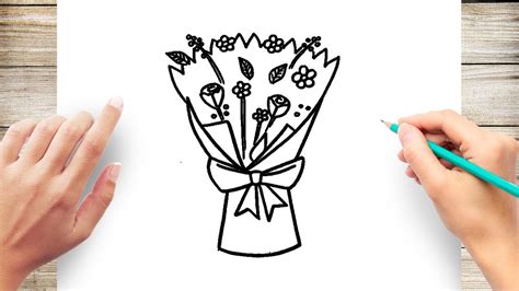 How To Draw Simple Flower Bouquet Youtube