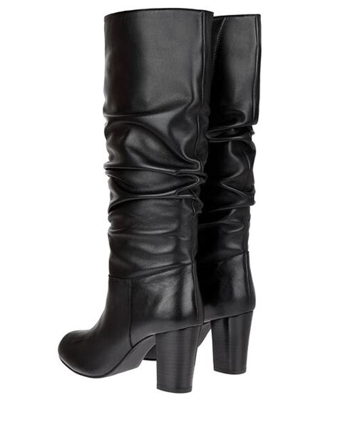 Slouch Leather Thigh Boots Black Boots And Shoes Monsoon Global