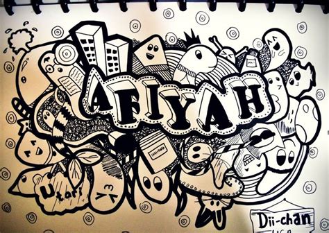 Doodle art adalah seni desain bebas berupa coretan dan goresan gambar yang unik. Gambar Doodle Tulisan Nama Sahabat- 45 Contoh Cara Gambar ...