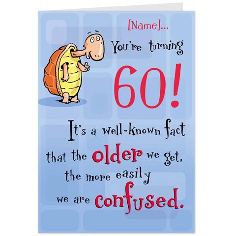 Humorous Card For Friend Husband And Wife Sister Brother Funny 60th