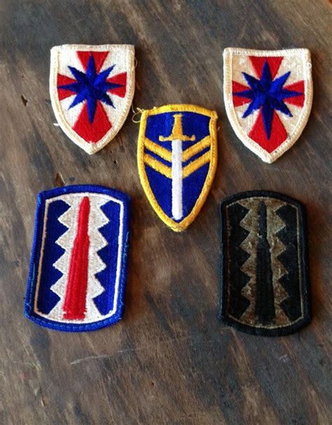 Vintage Military Patches Lot Of 5 Blue Gold Sword By