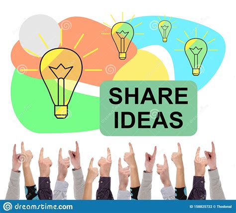 Share Ideas Concept Pointed By Several Fingers Stock Photo - Image of 