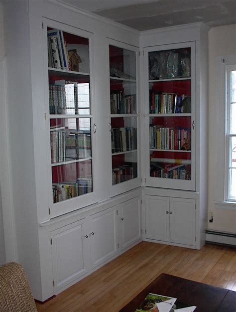 Built Ins And Fireplaces Bookcase With Glass Doors Corner