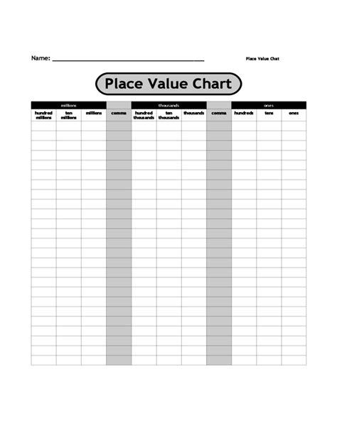 Blank Place Value Chart Free Download
