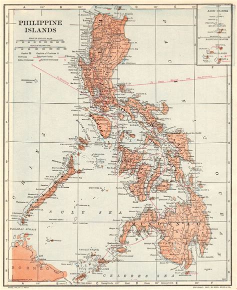 An Old Map Of Philippines Showing The Major Cities And Roads In