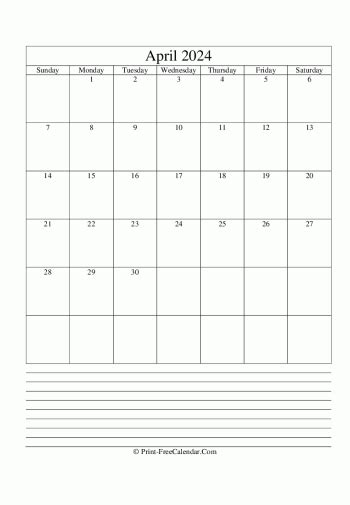 April 2024 Calendar Templates