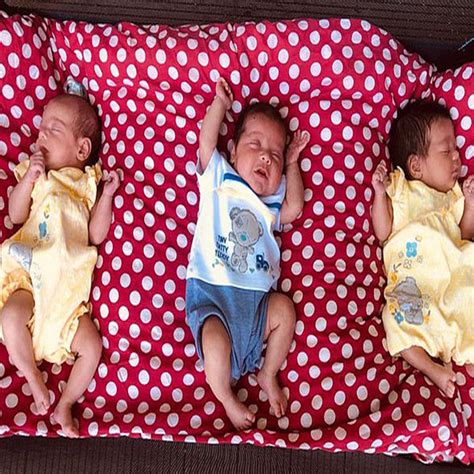 woman 26 is now a mother of six after falling pregnant with triplets despite having the