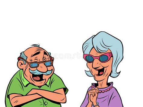 An Old Man And An Old Women Couple Laugh Love And Friendship Stock