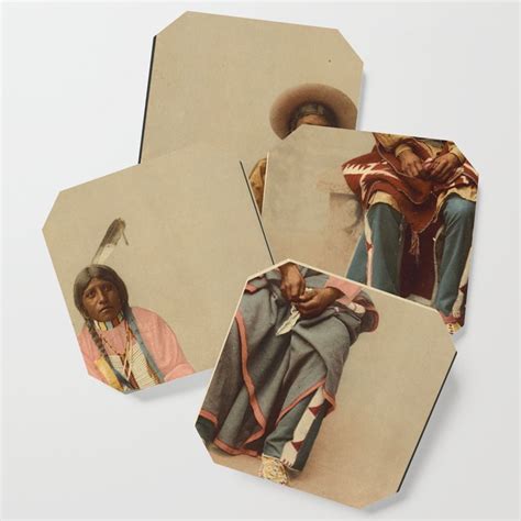 Native Americans Pee Viggi And Wife In 1899 Vintage Photochrom Print 1890s Coaster By Public