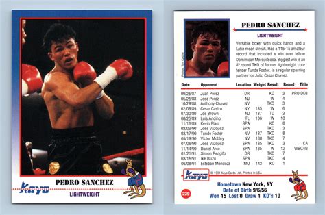Pedro Sanchez 239 Kayo Boxing 1991 Trading Card