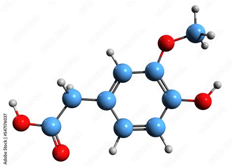 3d Image Of Homovanillic Acid Skeletal Formula Molecular Chemical