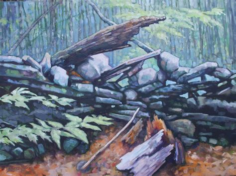 Norwich Vermont Stone Wall Oil Painting By Pat Labrecque Stone Wall