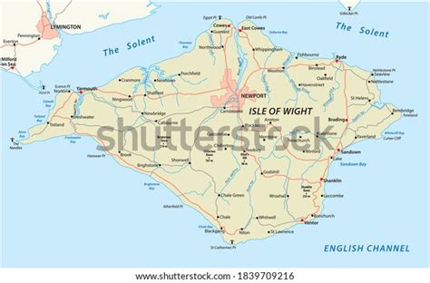 Road Vector Map Isle Wight Uk Stock Vector Royalty Free 1839709216