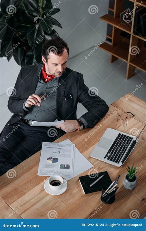 Businessman Using Laptop Stock Photo Image Of Handsome 129215124