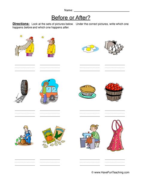 Before Or After Worksheet Pictures By Teach Simple