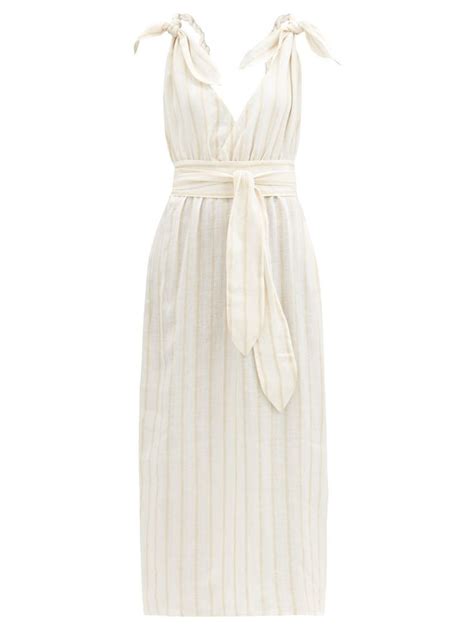 Neutral Calypso Striped Linen Blend Dress Mara Hoffman Matchesfashion Us Calypso Dress