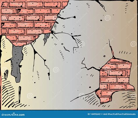 Broken Brick Wall Background Cartoon Vector 44344573