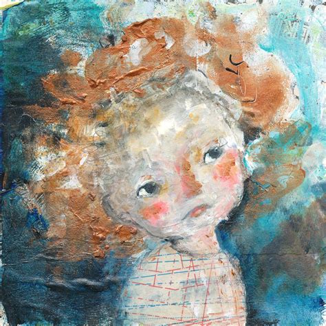 Thoughtful Little Soul Mixed Media Painting By Charlotte Engel School