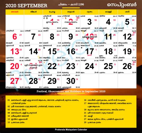 As per january 2021 malayalam calendar. Malayalam Calendar 2020 | Kerala Festivals | Kerala ...