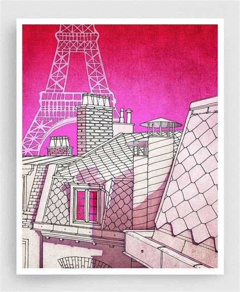 Paris Rooftops Paris Illustration Art Illustration Print Poster Paris