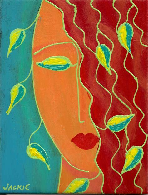 Hand Painted Tile Abstract Acrylic Painting Of A Woman On