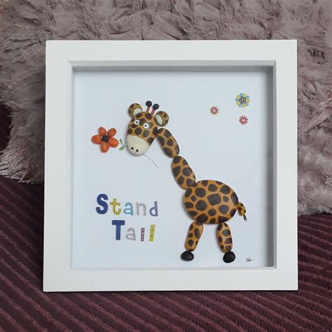 Animal Themed Pebble Art Picture giraffe nursery childs | Etsy in 2021 ...