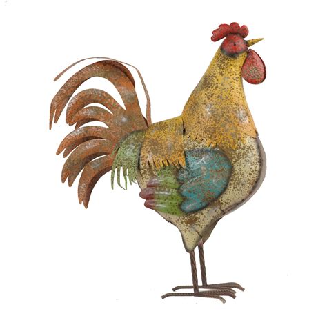 Rustic Metal Rooster Statue | Rooster statue, Metal rooster, Rooster