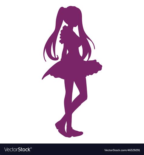 Anime Girl Silhouette Royalty Free Vector Image