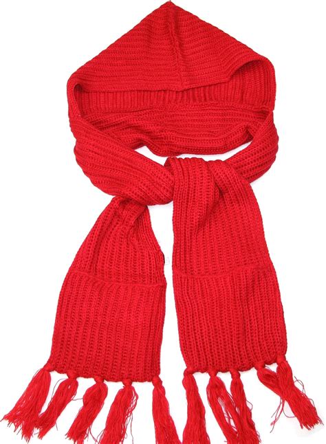 Womens Hooded Red Scarf With Pockets Womens Scarves Winter Long