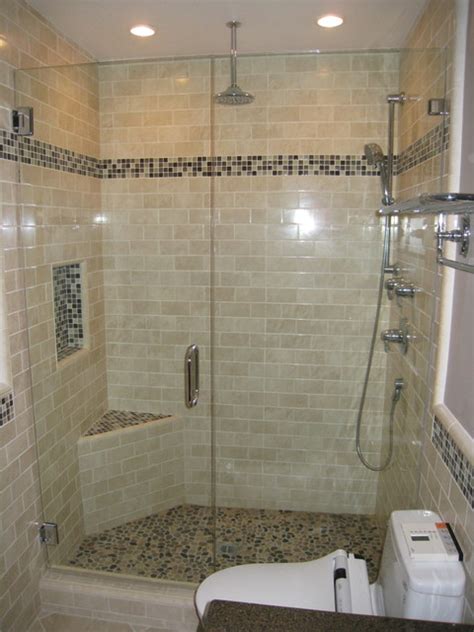 Try a starburst tile design. Subway tile shower - Contemporary - Bathroom - San Diego