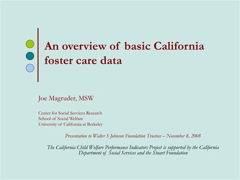 Ppt An Overview Of Basic California Foster Care Data Powerpoint